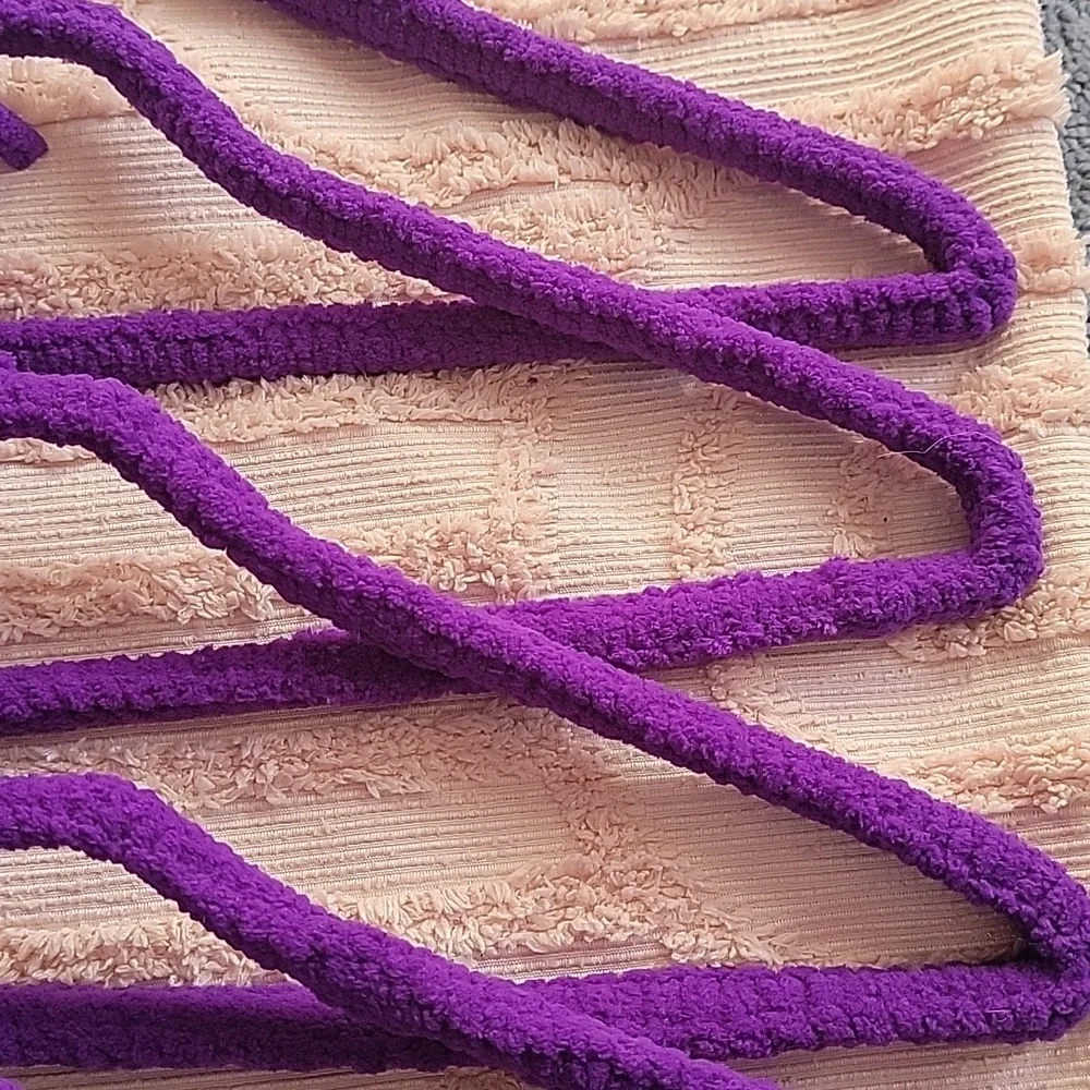 Handmade Hangers, set of five. Purple, new.